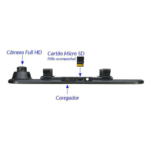 Retrovisor Interno com Tela 4.3 Polegadas e Câmera Embutida - Roadstar - RS-510BR - (2)