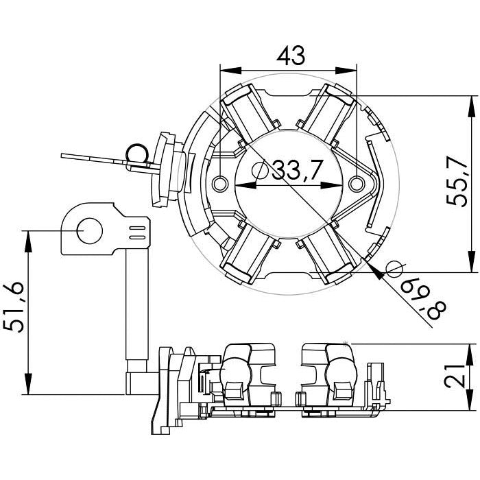 Porta Escovas para Motor de Partida com 4 Escovas - Unifap - 1.225/4 - (3)