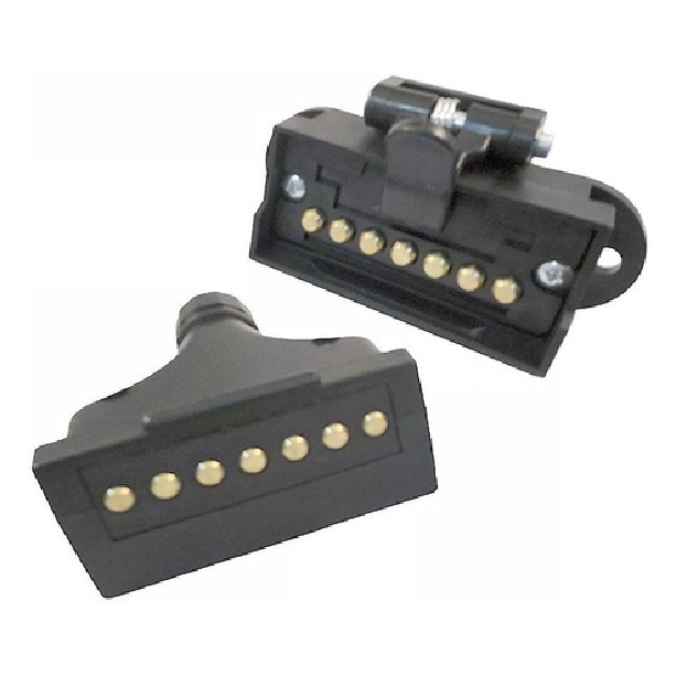 Conjunto de Tomada Fixa e Móvel 7 Polos Nylon Retangular 12/24v - DNI - 8302 - (1)