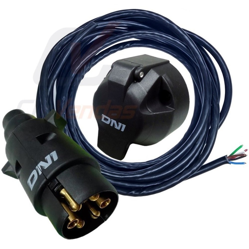 Kit de Tomada Elétrica com Cabo 6x1 5m para Engate 6 Polos em Nylon Preto - DNI - 8359 - (1)