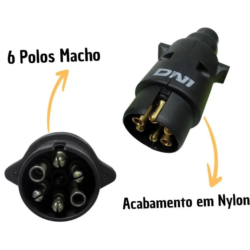 Tomada Móvel de Engate Macho 6 Polos em Nylon - DNI - 8380 - (5)