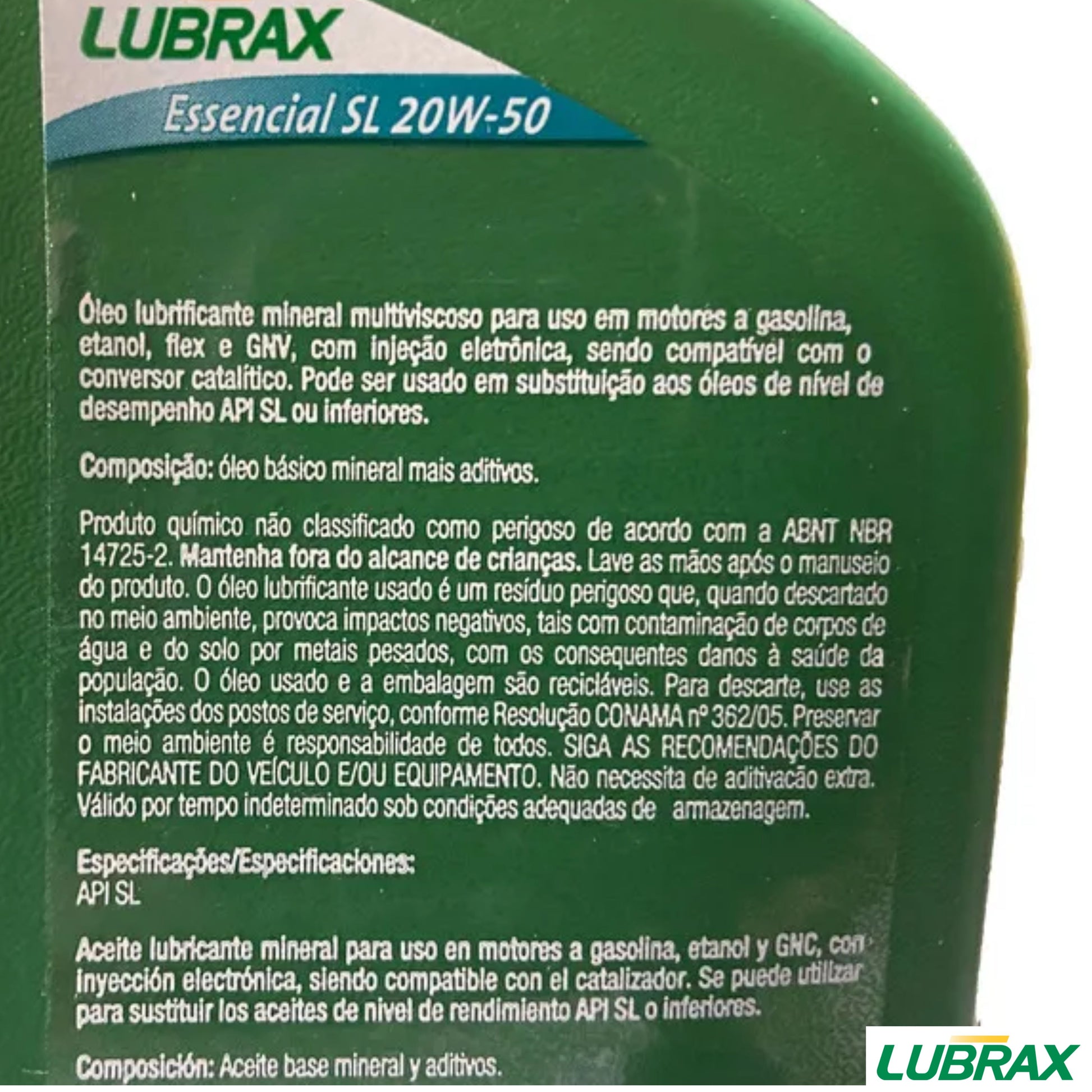 Óleo de Motor Essencial 20W50 SL Mineral - Lubrax - ESSENCIALSL20W50 - (3)