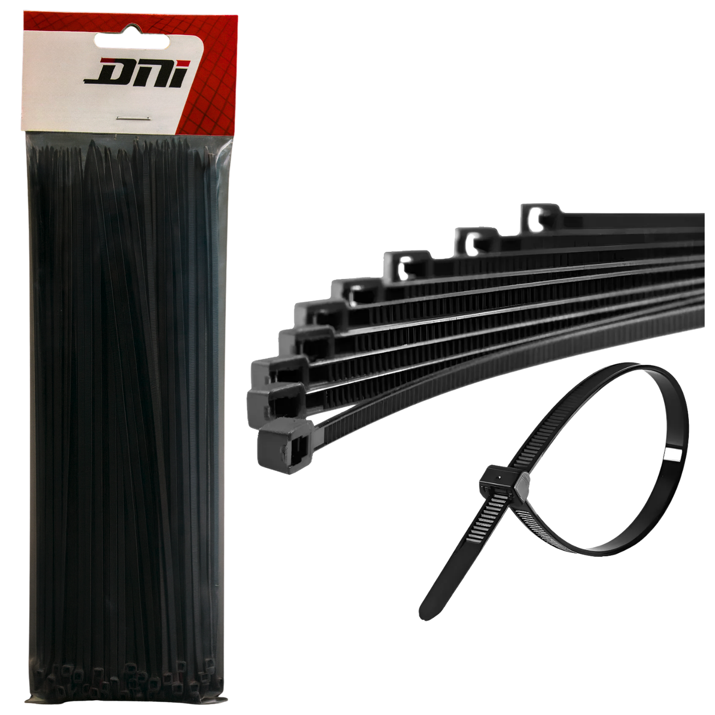 Abraçadeira de Nylon Preta 200x3,6 mm Kit 100 Peças - DNI - 5062 - (3)
