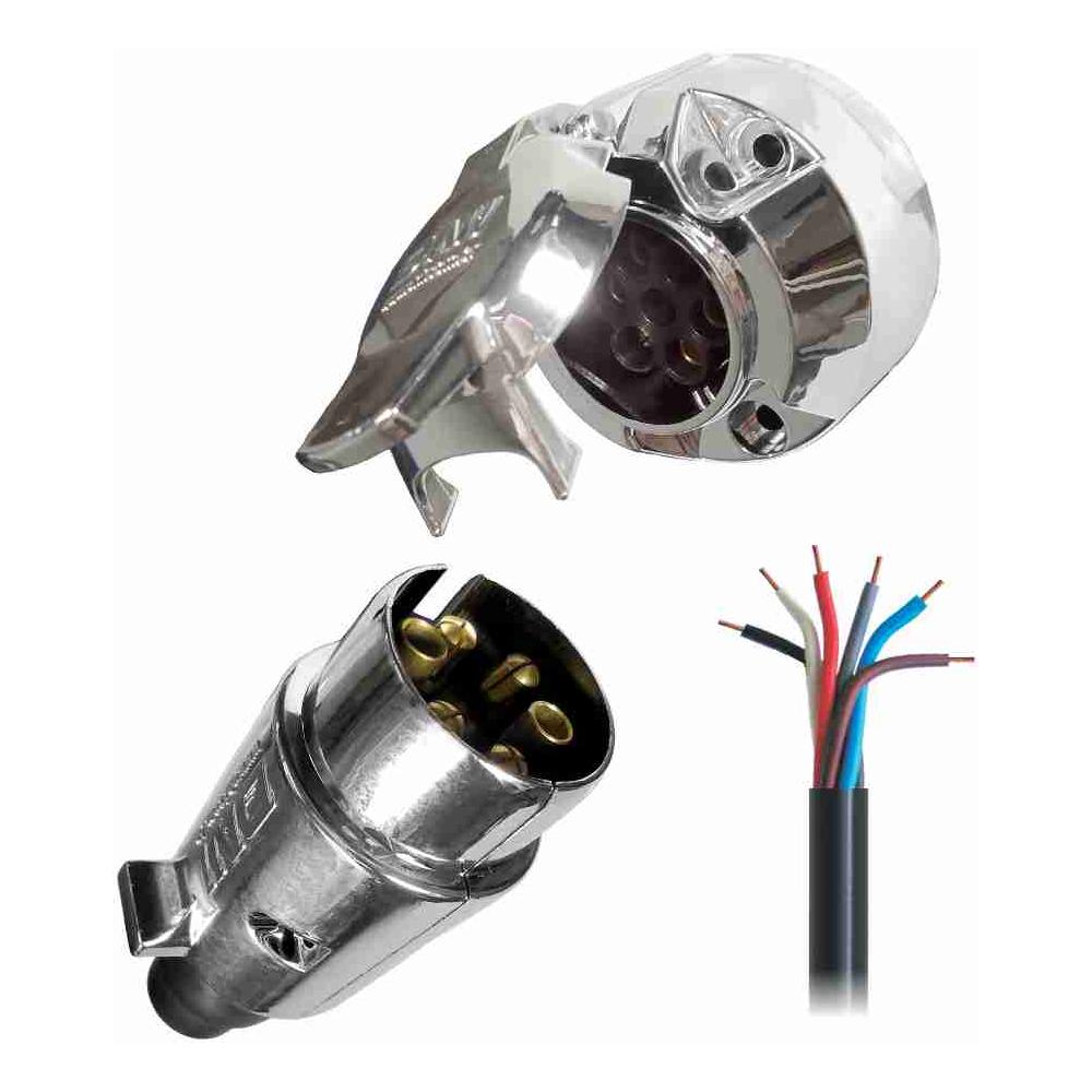Kit de Tomada Elétrica com Engate 6 Polos e Cabo PP de 5 Metros - DNI - 8369 - (1)
