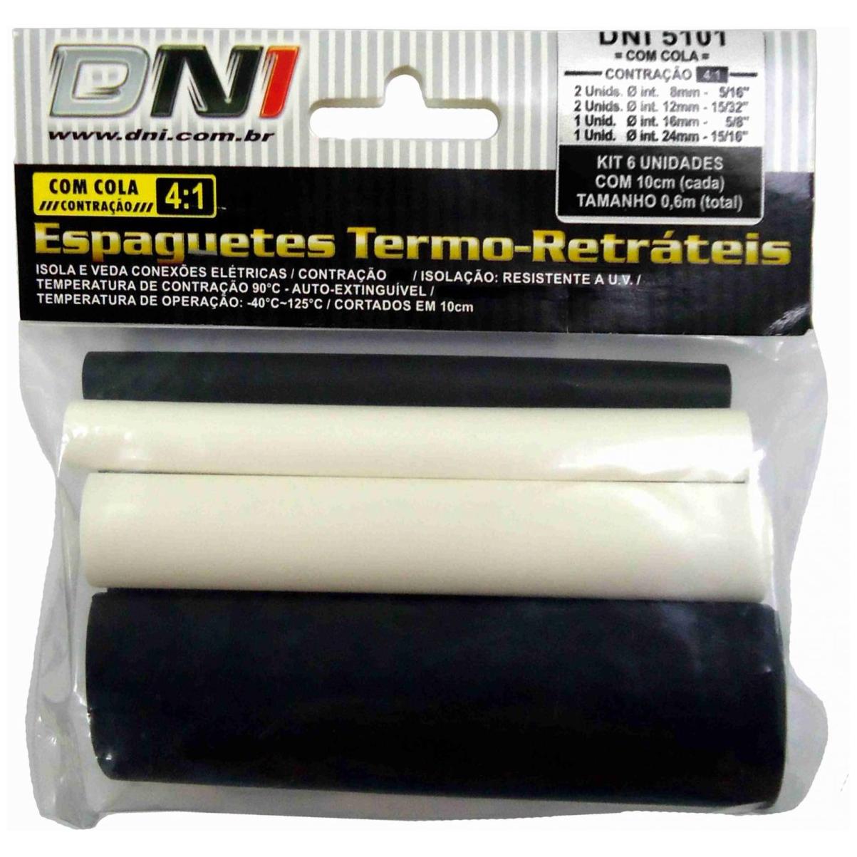 Espaguete Termo-retrátil com Cola Contração 4:1 Kit 6 Peças - DNI - 5101 - (1)