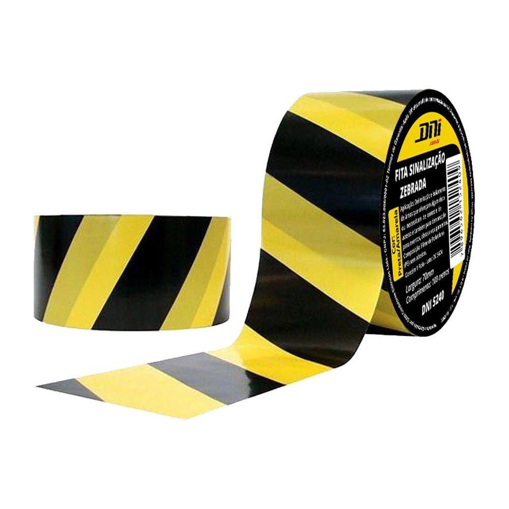 Fita Zebrada para Sinalização 100 Metros 70mm - DNI - 5240 - (1)