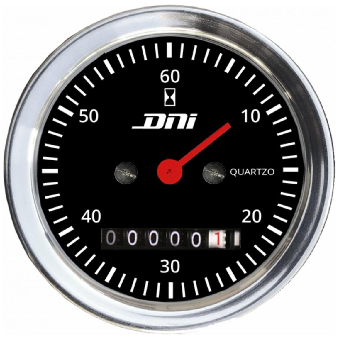 Horímetro Fundo Preto Aro Cromado 52mm Bivolt Universal - DNI - 4503 - (1)