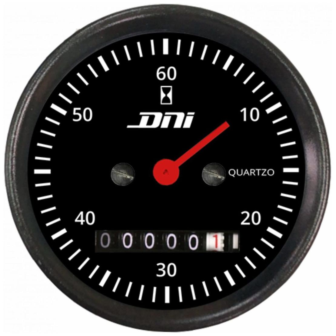 Horímetro Fundo Preto e Aro Preto com Iluminação 52mm Bivolt Universal - DNI - 4501 - (1)
