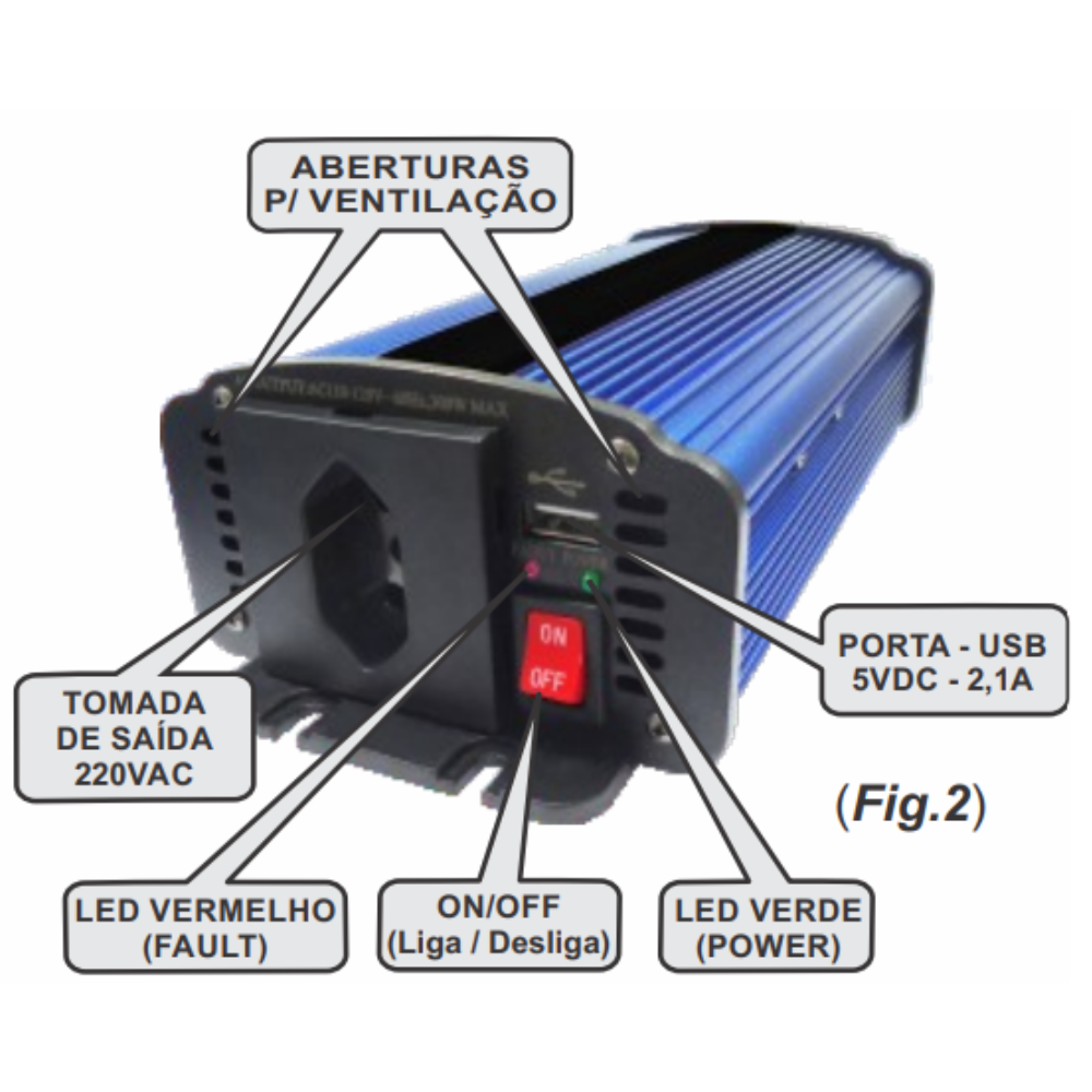 Inversor Onda Senoidal Pura 12VDC para 220VAC 300W - DNI - 0888 - (6)