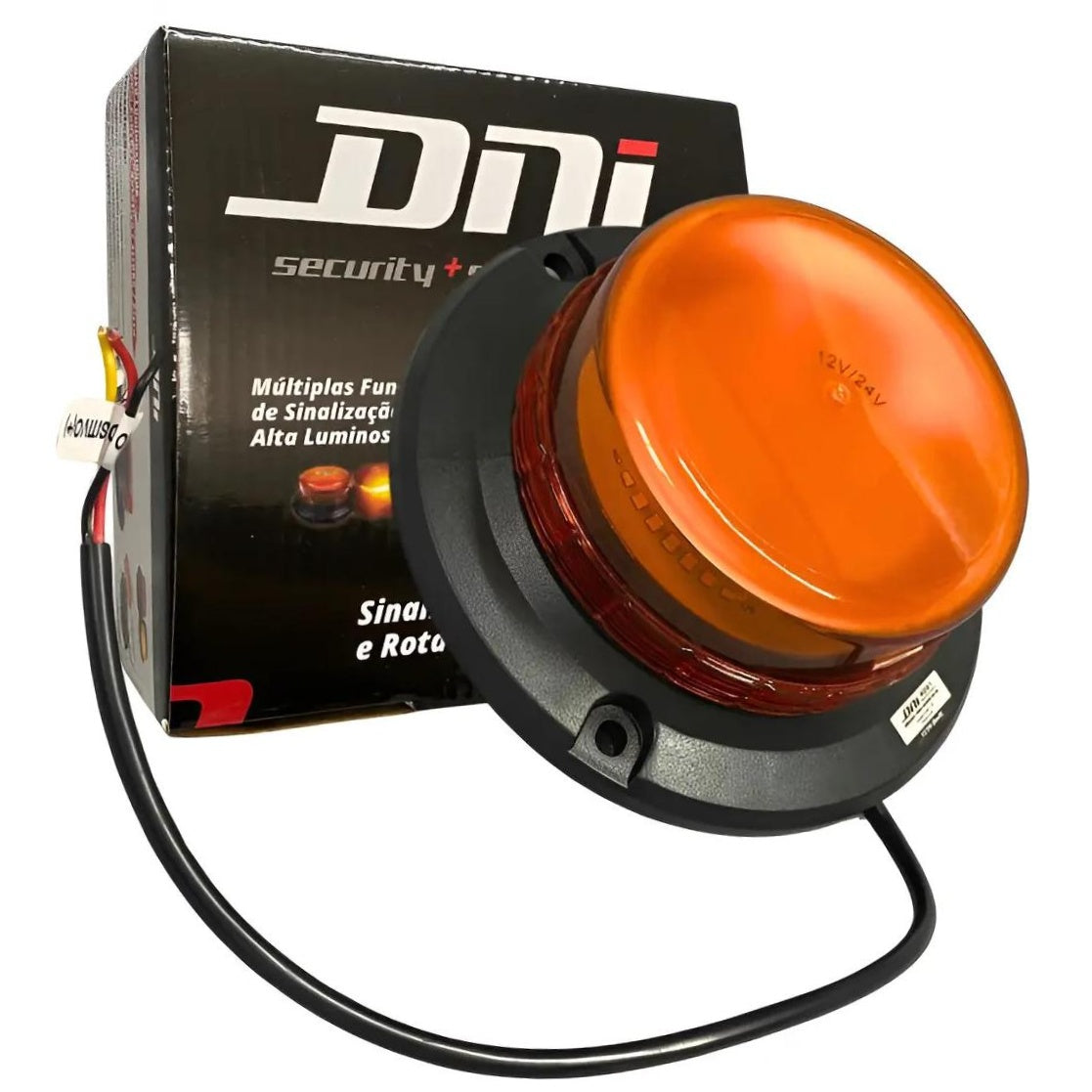 Sinalizador Giroflex Led Âmbar Rotativo e Strobo 20w 12v 24v Tripla Função - DNI - 4091 - (1)