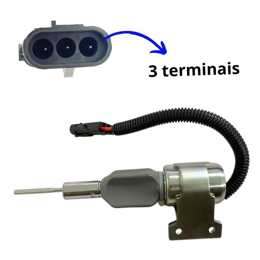 Solenoide de Parada 12V Plug 3 Terminais - DNI - 8069 - (5)