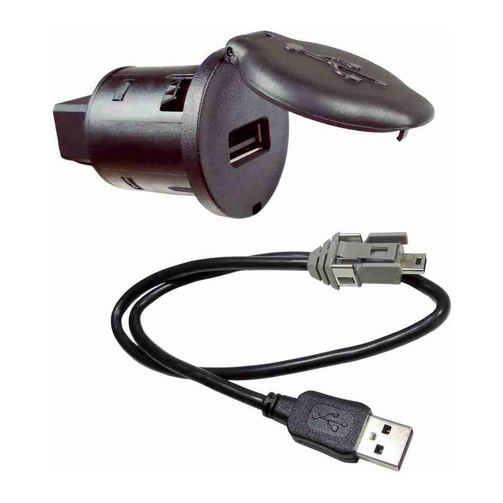 Tomada Polarizada com Tampa Saída USB e Cabo 40cm - DNI - 0605 - (1)