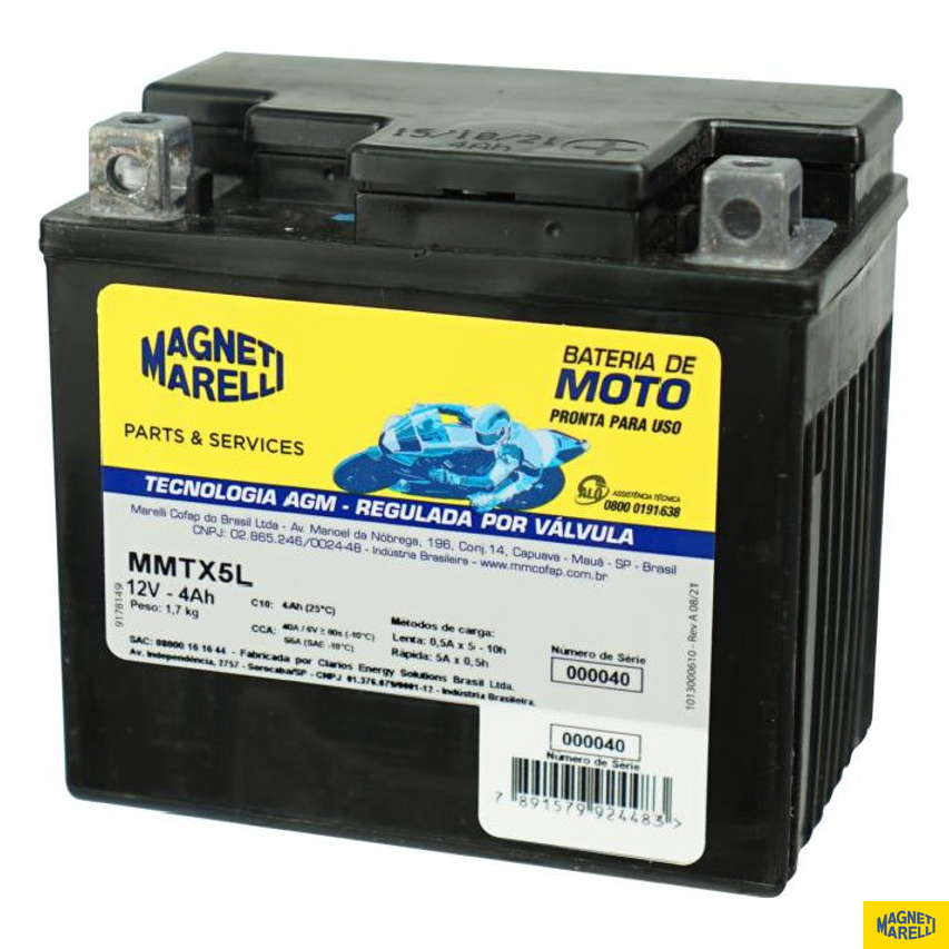 Bateria para Moto 12V 4Ah - Magneti Marelli - MMTX5L - (1)