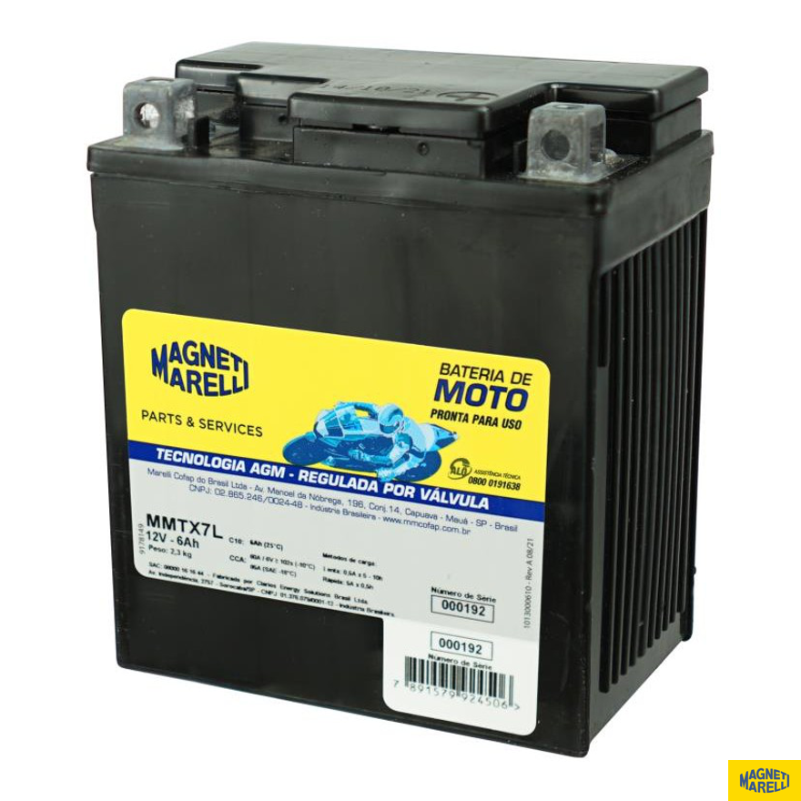 Bateria para Moto 12V 6Ah - Magneti Marelli - MMTX7L - (1)