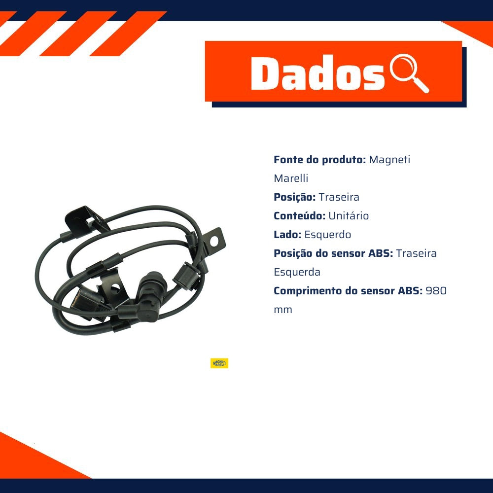 Sensor ABS da Roda Traseira Esquerda para Mitsubishi L200 - Magneti Marelli - ABSMM470-TE - (2)