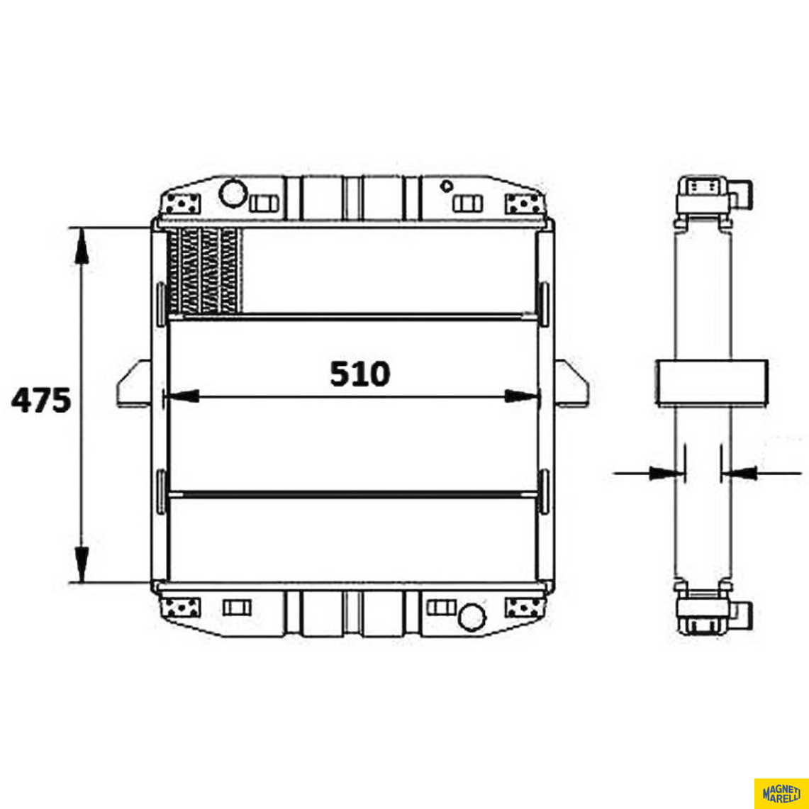 Radiador de Água para Mercedes-Benz 912 e LO-812 - Magneti Marelli - RMM1017NMB - (1)