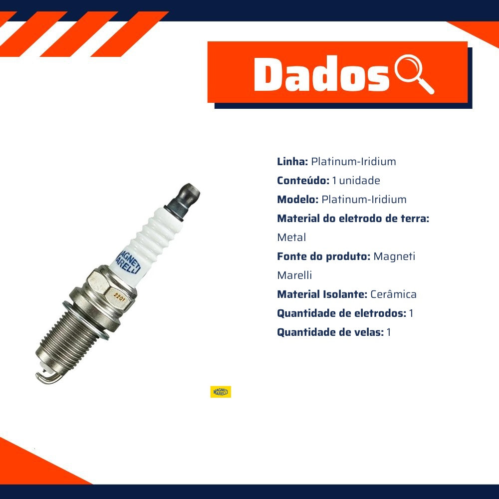 Vela de Ignição Platinum-Iridium - Magneti Marelli - K6RBIPMM-11 - (2)