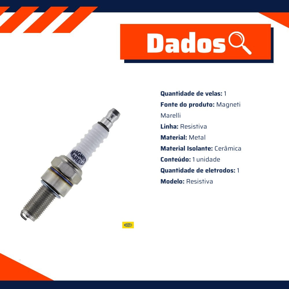 Vela de Ignição Resistiva para Suzuki Burgman AN 125 - Magneti Marelli - BR6CMM - (2)