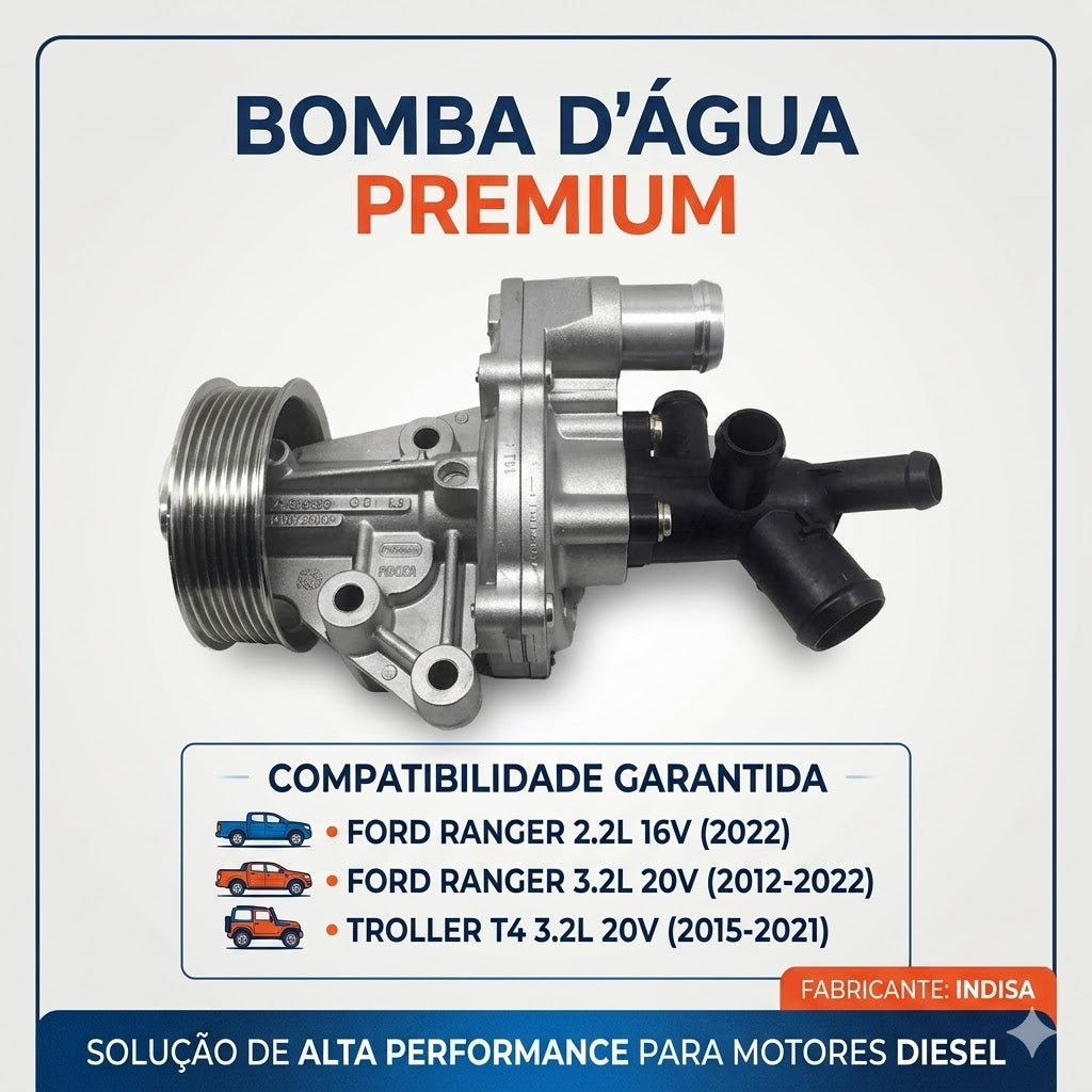 Bomba D'Água para Ford Ranger e Troller T4 - Indisa - 204531 - (2)