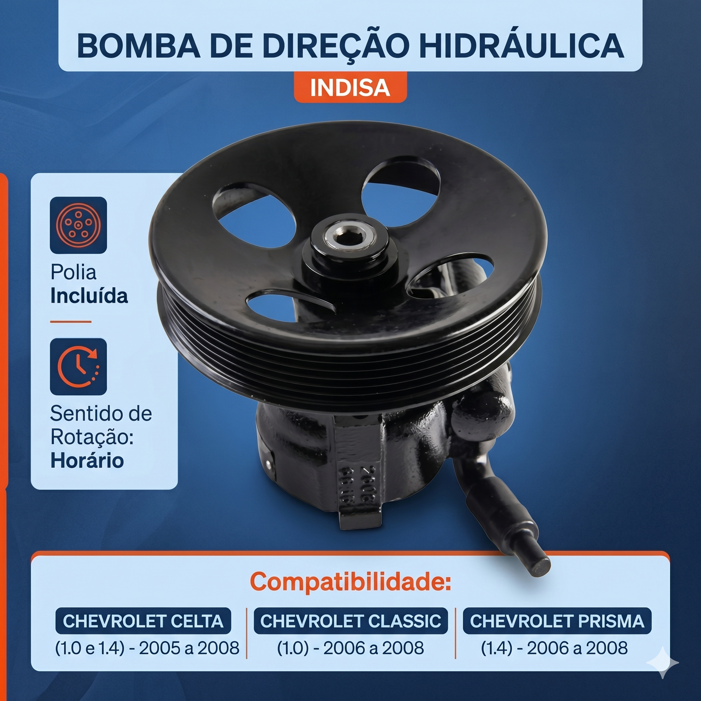 Bomba de Direção Hidráulica - Indisa - DH252104 - (2)