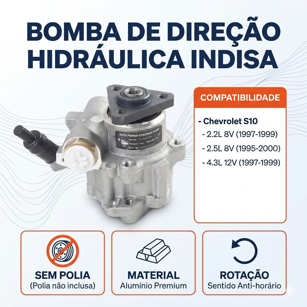 Bomba de Direção Hidráulica para Chevrolet S10 - Indisa - DH255104 - (2)