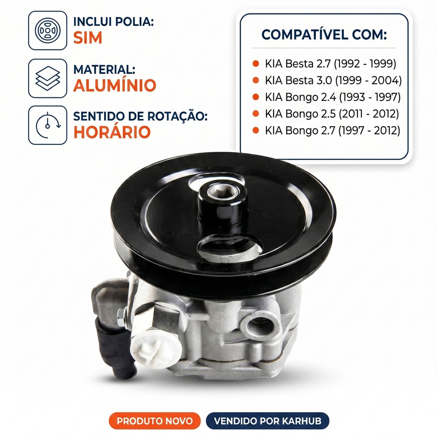 Bomba de Direção Hidráulica para Kia Besta Bongo - Indisa - DH007002 - (2)