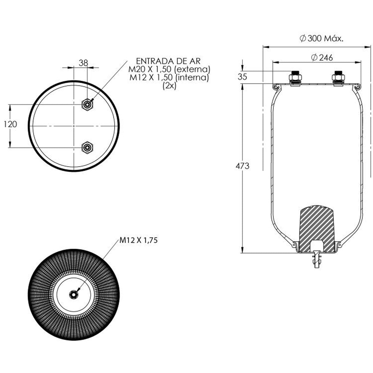 Kit Pneumático Para Eixo De Suspensão Sem Base - Cofap - KPC78301 - (1)