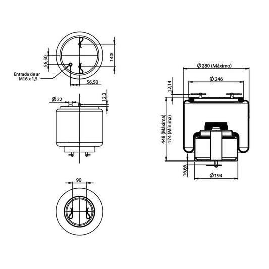 Bolsa Ar Suspensão Dianteira Scania K270 - Cofap - MPC06310 - (1)