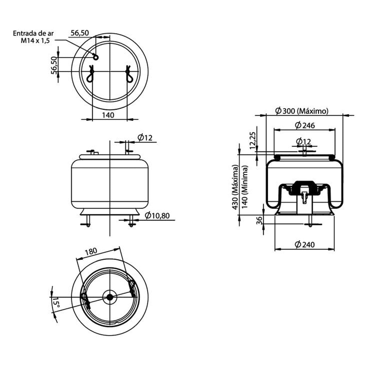 Bolsa Ar Suspensão Dianteira Scania L94 - Cofap - MPC06311 - (1)
