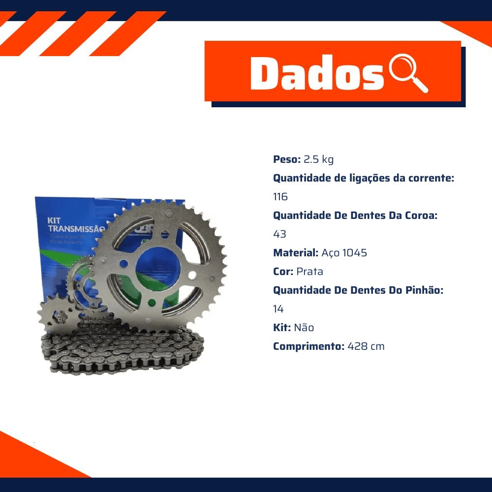 Kit Transmissão para Honda CG 125 - Cobreq - 0006-KR - (2)