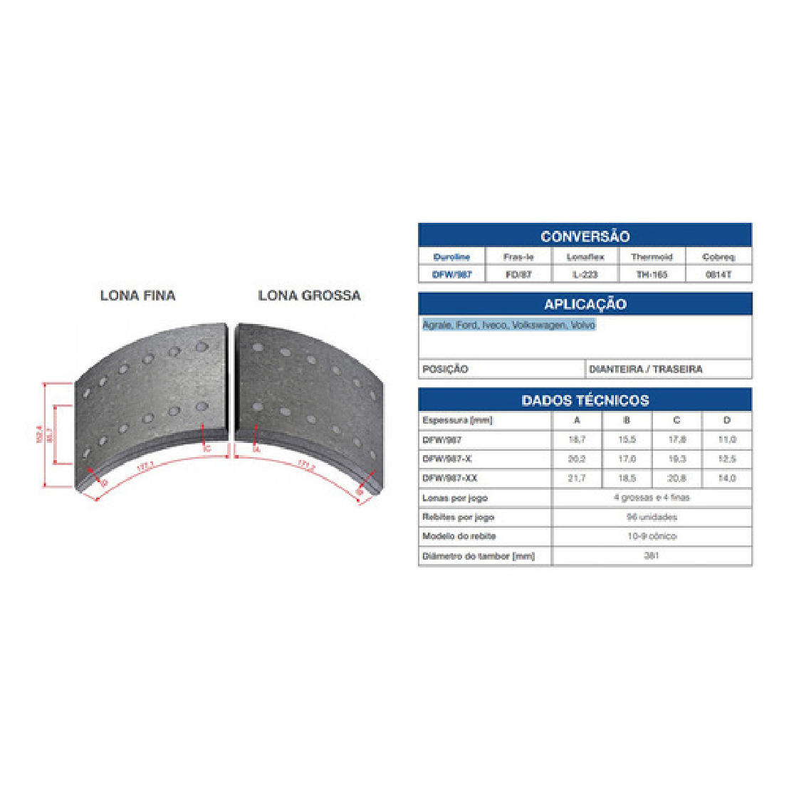 Lona de Freio - Cobreq - 0814T-140 - (2)