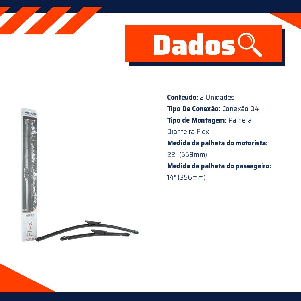 Par Palhetas Dianteira Flex para Citroen C3 - Vetor - PVF2214 - (3)