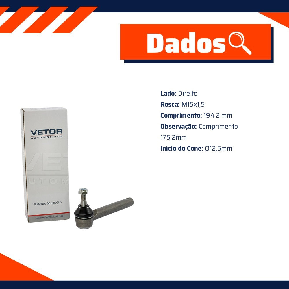 Terminal de Direção Direito para Toyota Corolla - Vetor - VTD182 - (5)