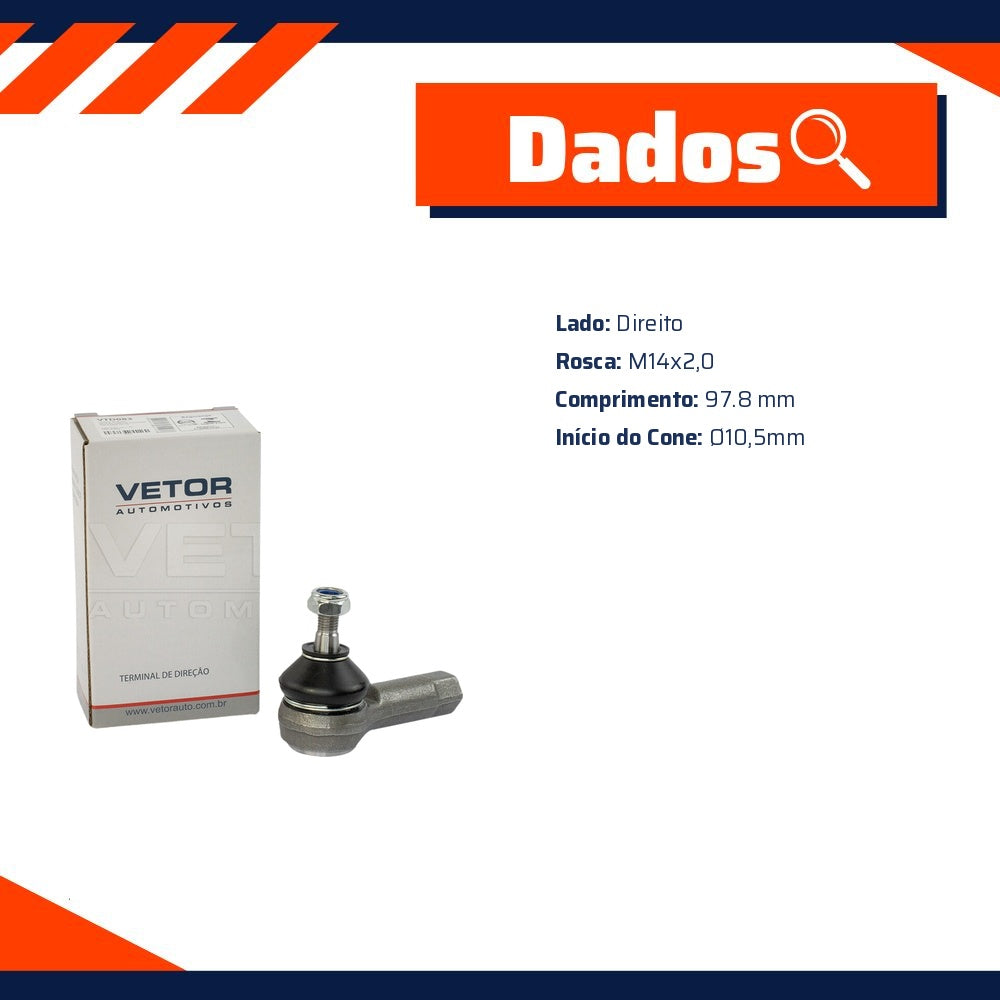 Terminal de Direção Direito para Chevrolet Corsa - Vetor - VTD083 - (5)