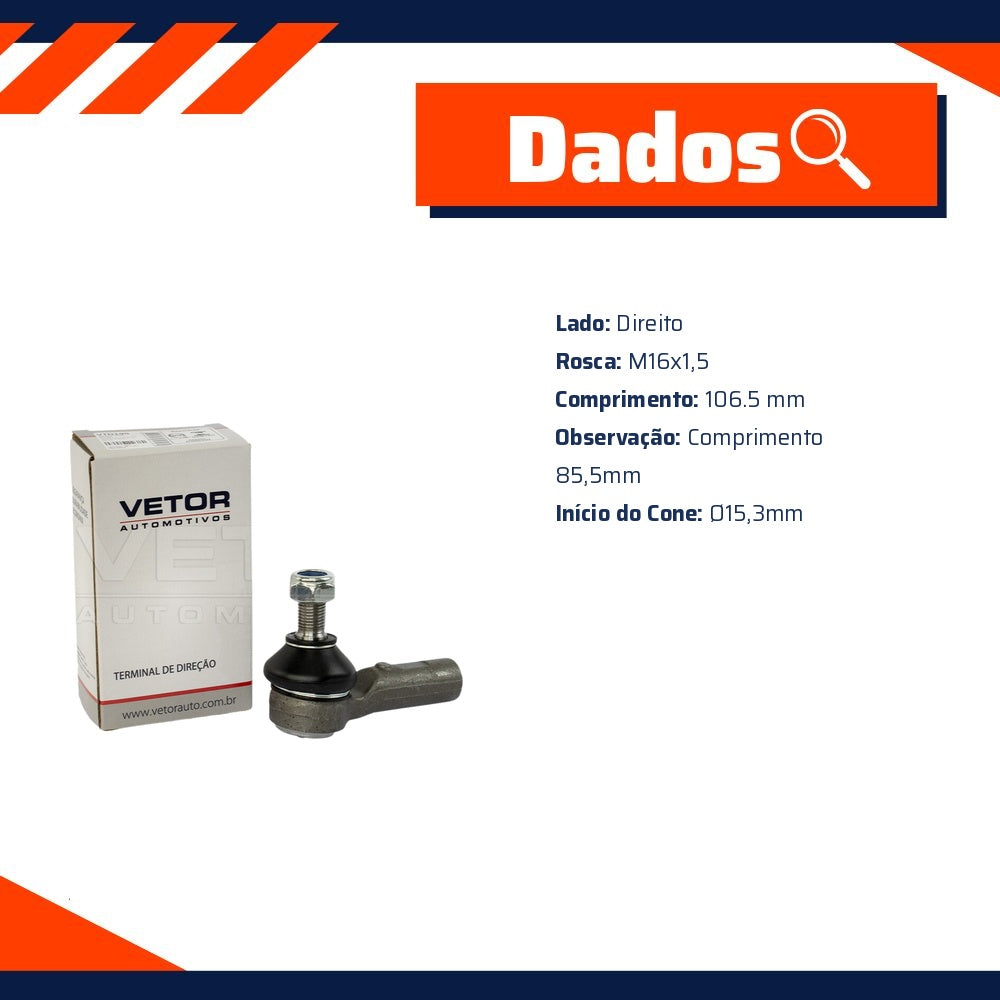 Terminal de Direção Direito para Toyota Hilux - Vetor - VTD190 - (5)