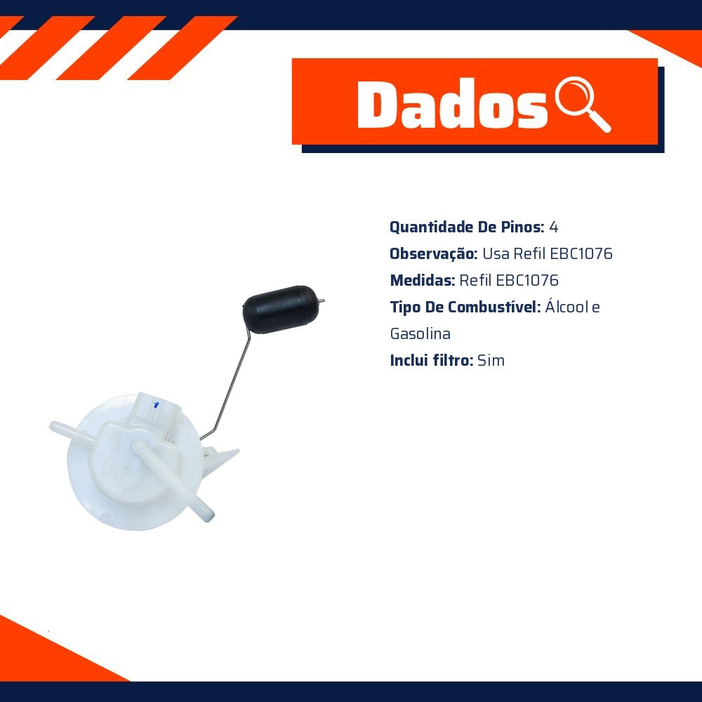 Bomba de Combustível Elétrica com Filtro para Honda NXR 160 BROS - E-Klass - EBC1166 - (5)