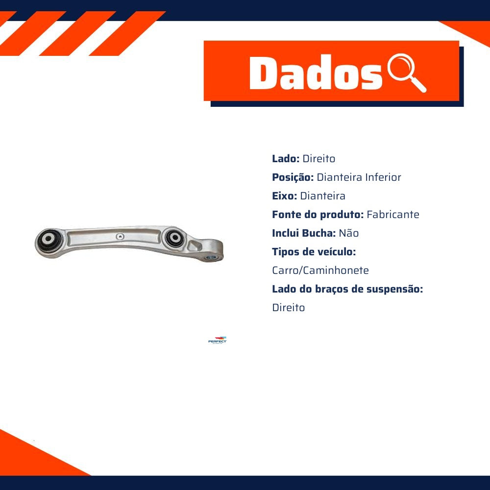 Braço de Suspensão Reto Inferior Dianteiro Direito para Porsche Cayenne - Perfect - BDJ5702 - (2)