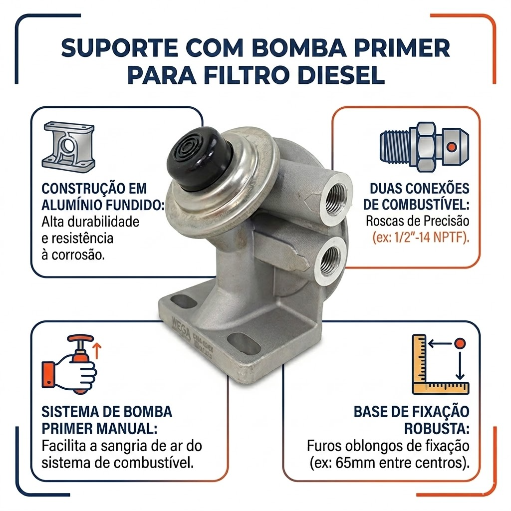 Cabeçote do Filtro de Combustível - Wega - CBW-0003 - (2)