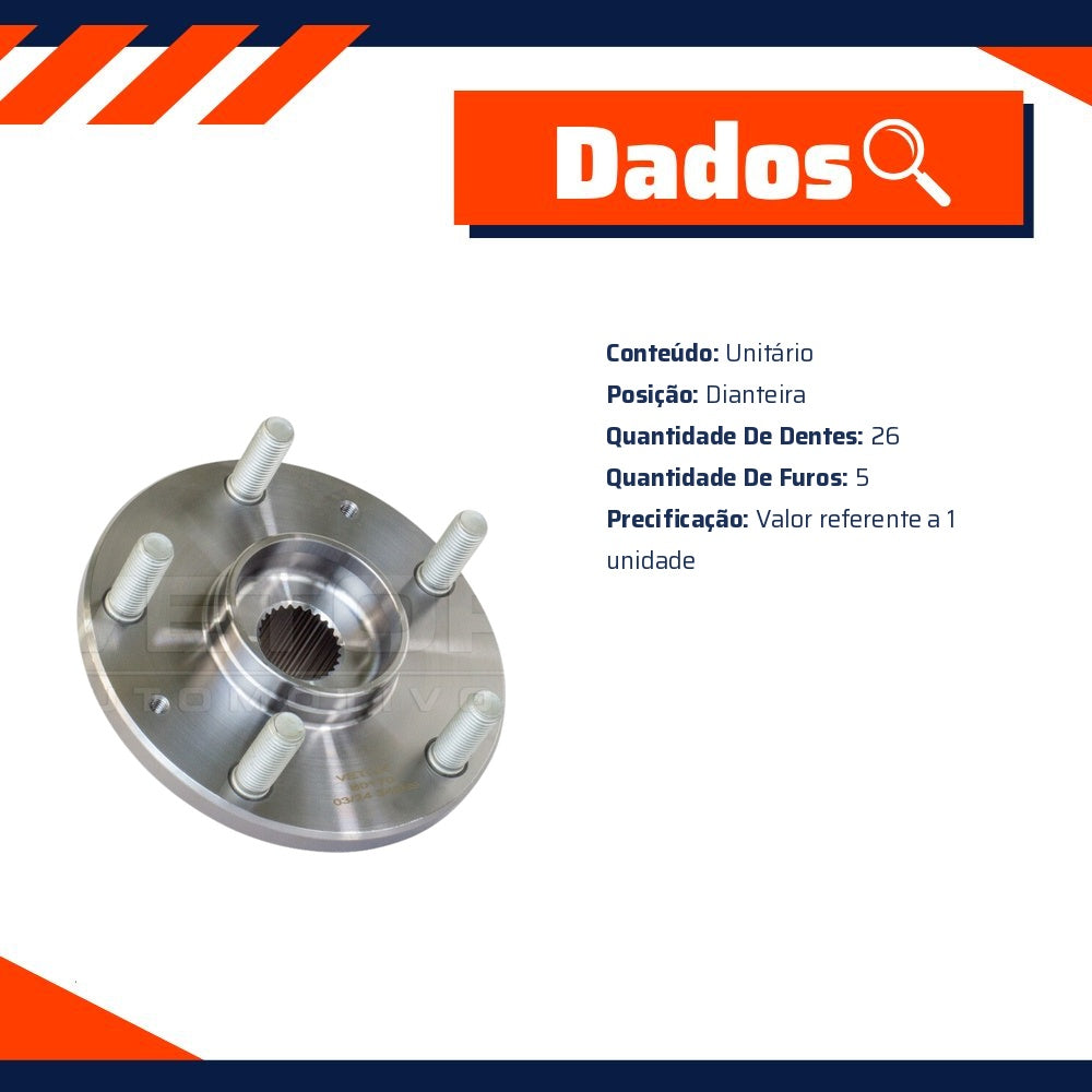 Cubo de Roda Dianteiro 26 Dentes para Chery Tiggo - Vetor - B0170 - (5)