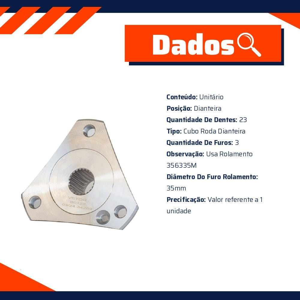 Cubo de Roda Dianteiro 23 Dentes para Renault Kwid - Vetor - B0128 - (5)