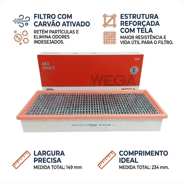 FIltro de Ar Condicionado Cabine - Wega - AKX4543/C - (2)