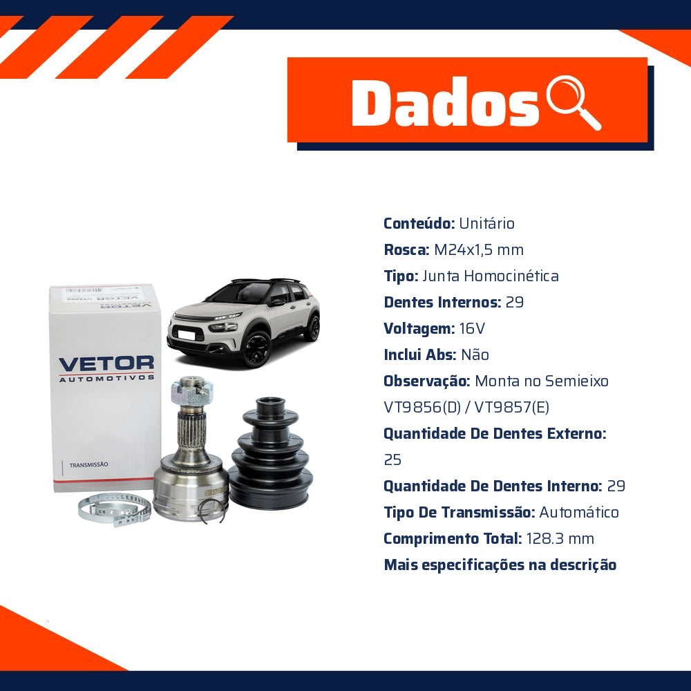 Junta Homocinetica para Citroen C4 Cactus - Vetor - VT5880 - (7)