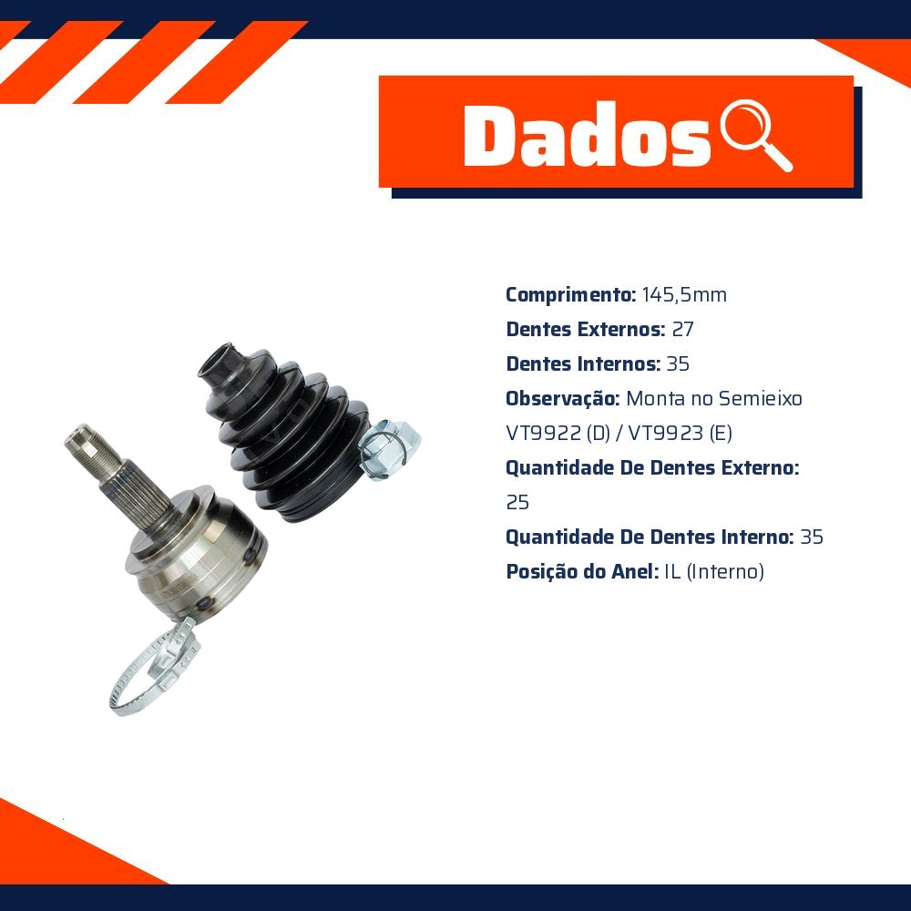 Junta Homocinetica para Fiat Toro e JEEP Commander - Vetor - VT5945 - (12)