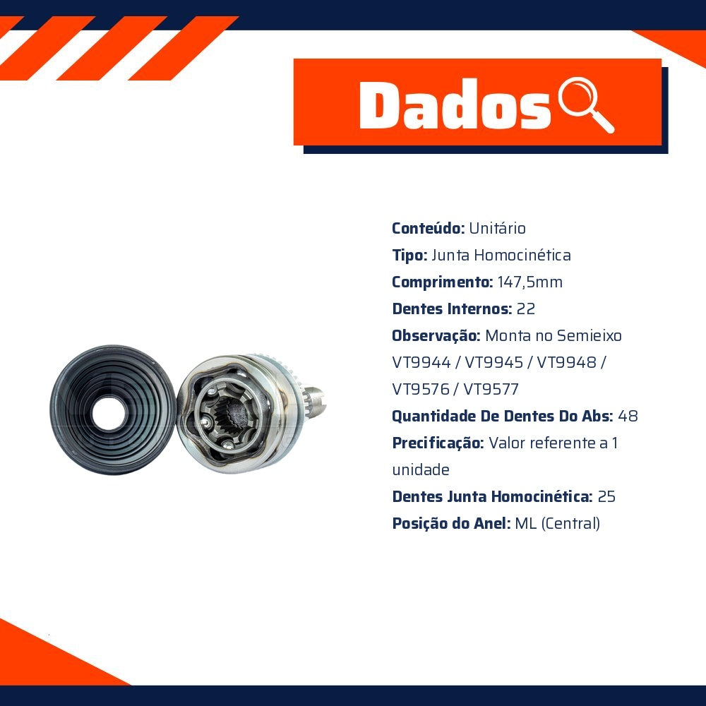 Junta Homocinetica para Hyundai HB20 - Vetor - VT5964 - (5)