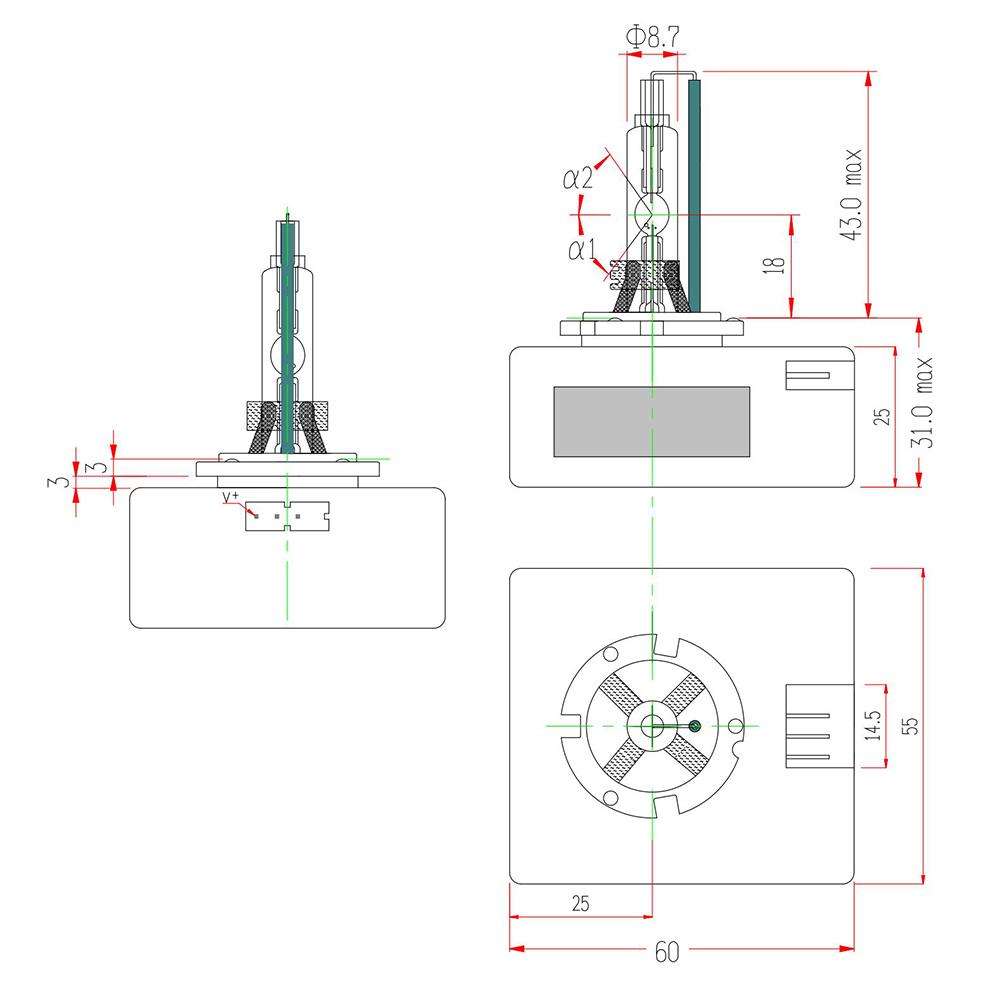 Lampada Xenon D5S - 12V - 25W - C1 - Pk32D-7 - Gl1 - Gauss - GL160D5S - (2)