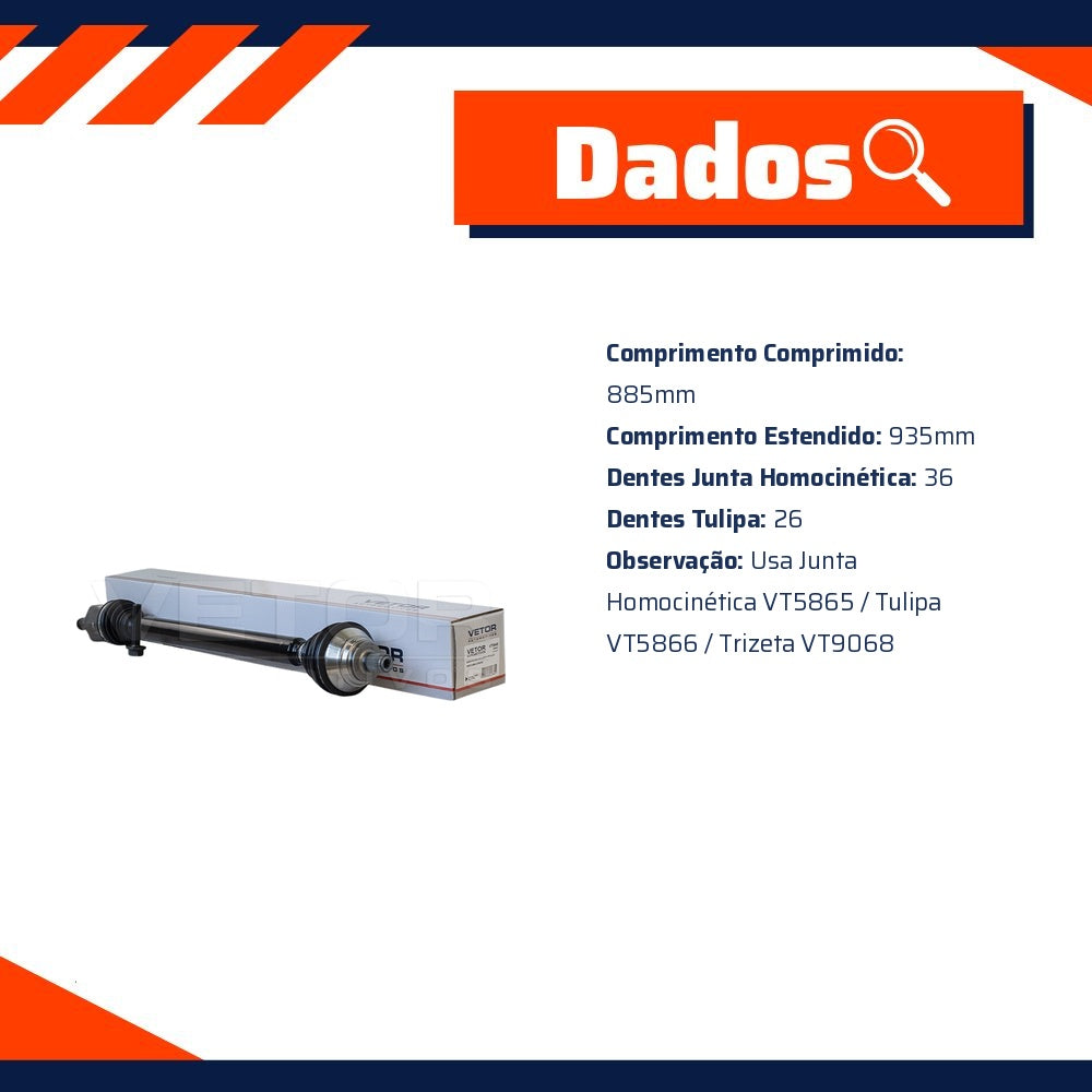 Semi-Eixo para Volkswagen Golf e Jetta - Vetor - VT9840 - (3)