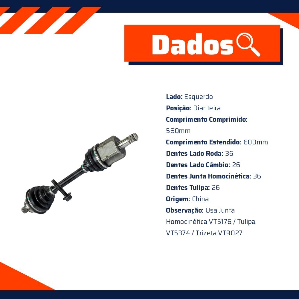 Semi-Eixo para Volkswagen Tiguan - Vetor - VT9918 - (6)