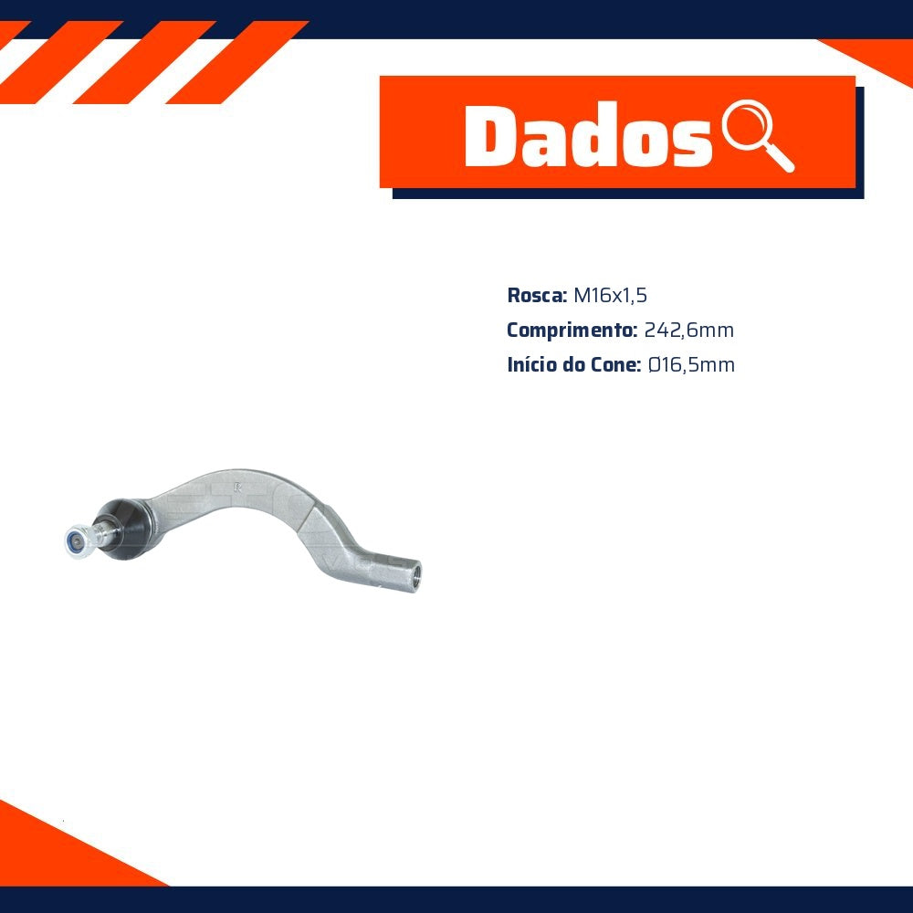 Terminal de Direção Posição Direita para Renault Master - Vetor - VTD161 - (5)
