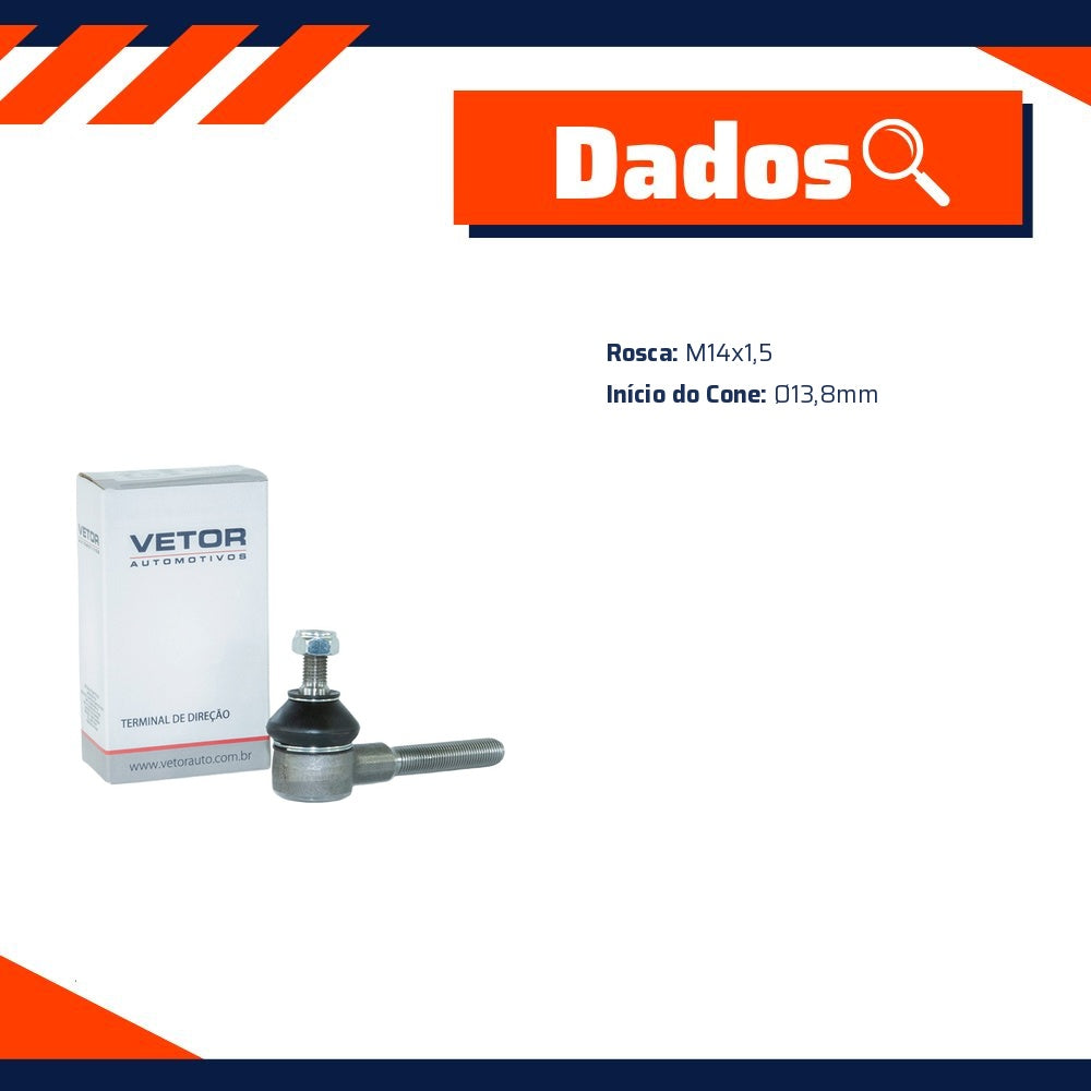 Terminal de Direção Posição Esquerda para Chevrolet Caravan e Opala - Vetor - VTD071 - (2)