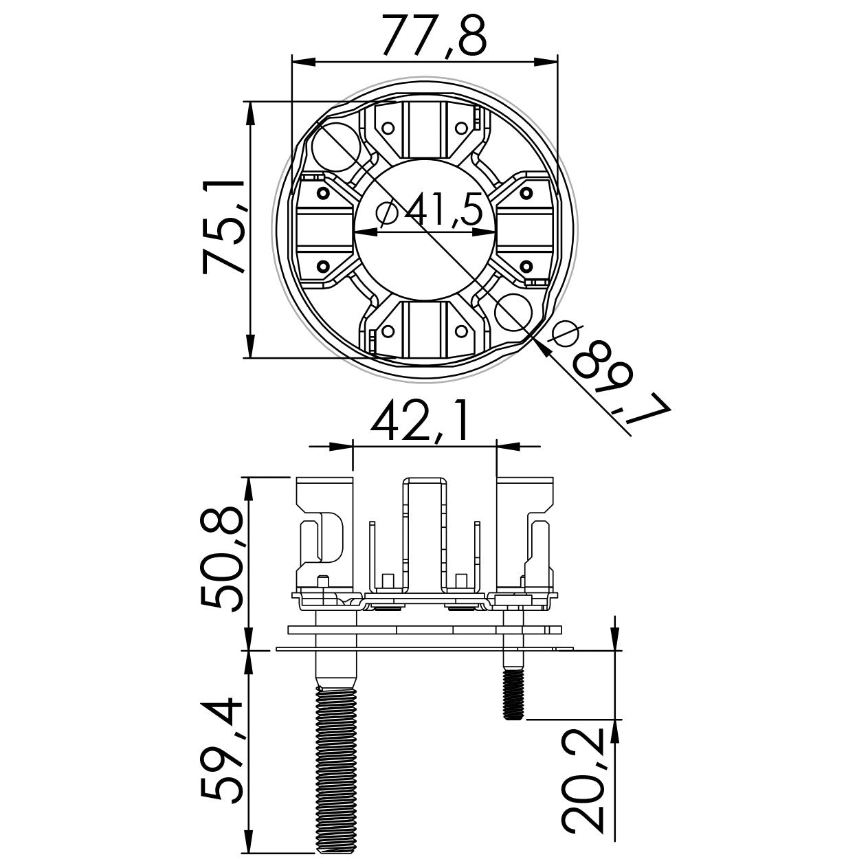 Porta Escovas para Motor de Partida com 4 Escovas - Unifap - 1.181/4 - (3)